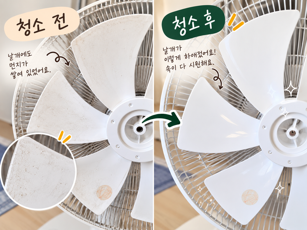 청소 전과 후의 날개